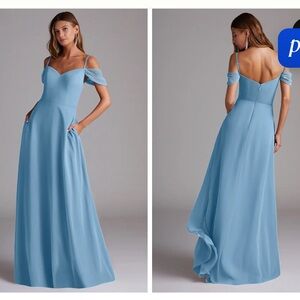 Azazie Marley Dress in Steel Blue